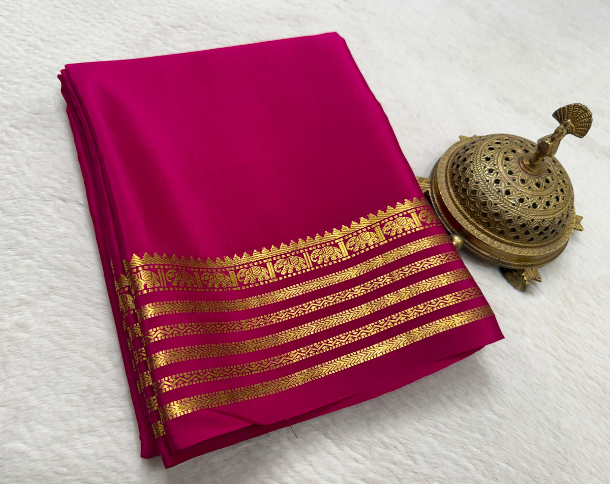 Semi Mysore silk budget range peacock boarder saree