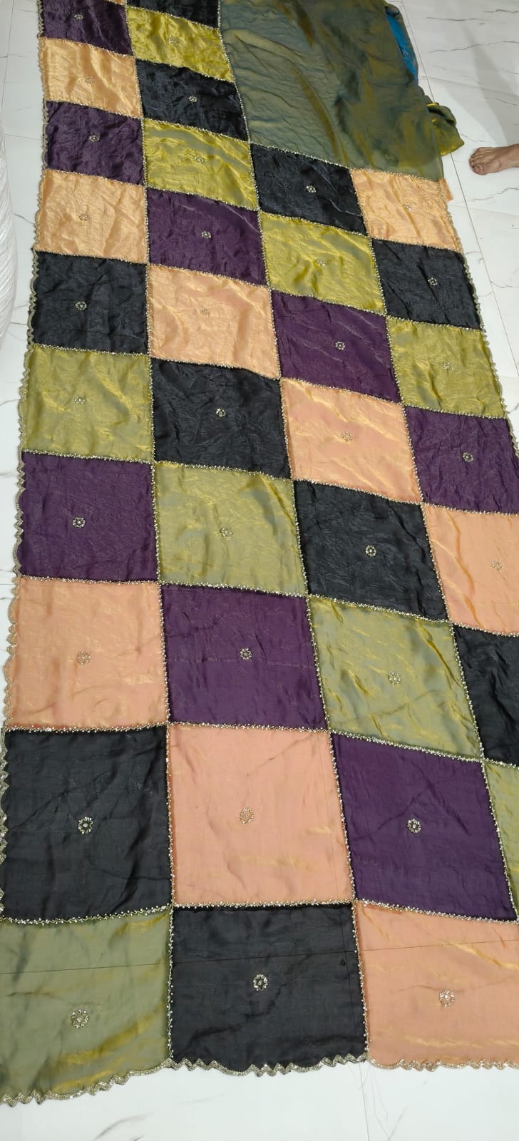 Luxe Designer Space silk Handwork multi colour saree