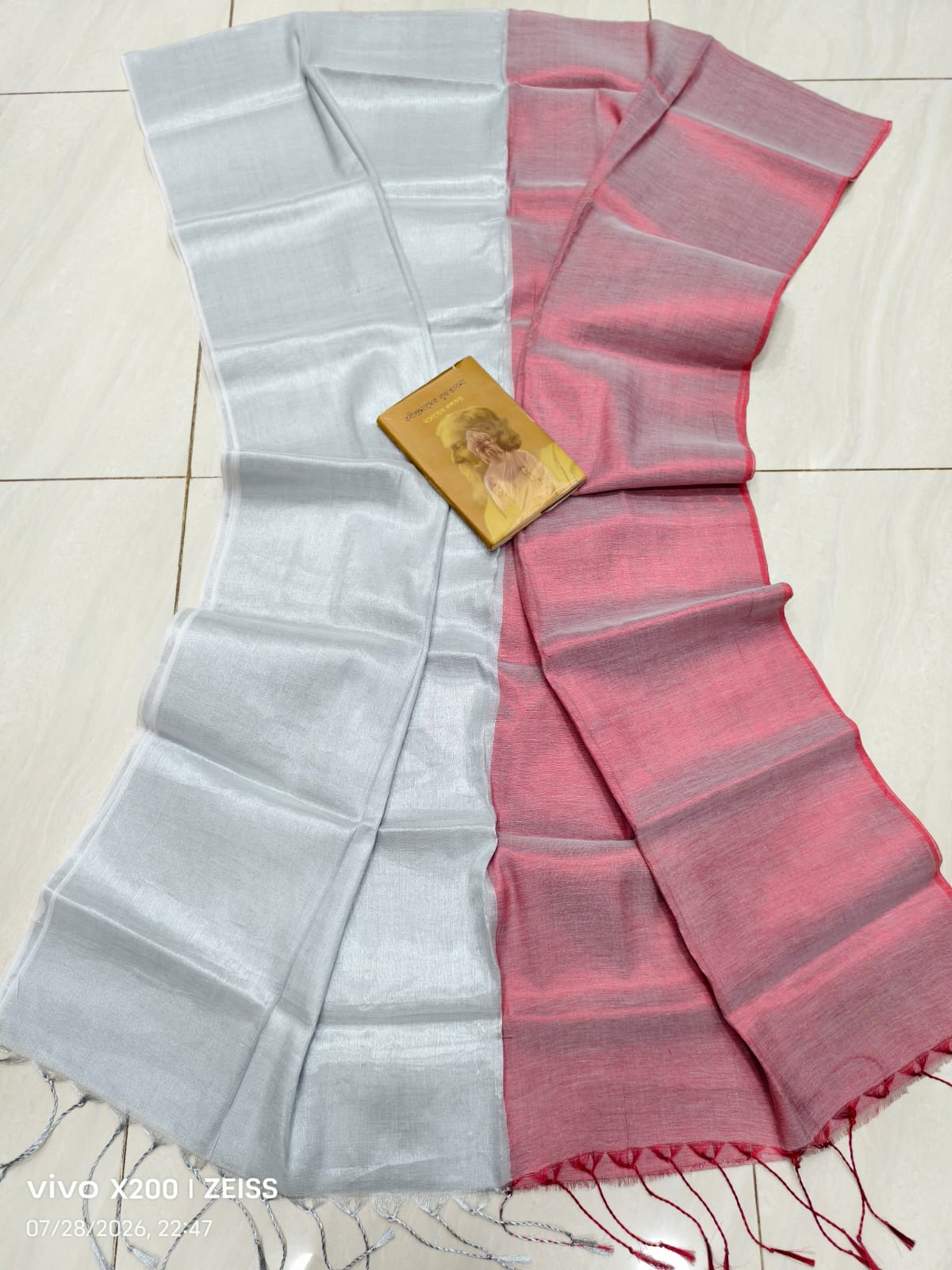 Raga mul tissue cotton dual shade saree