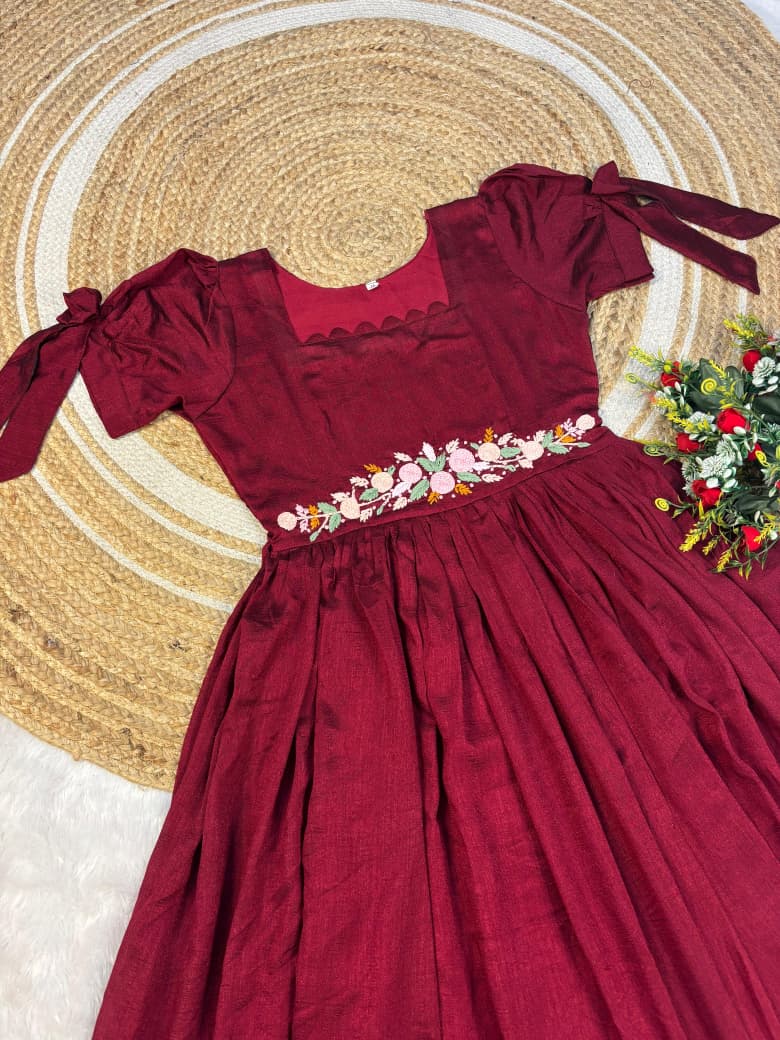 Lilly bullion knot vichitra silk frock
