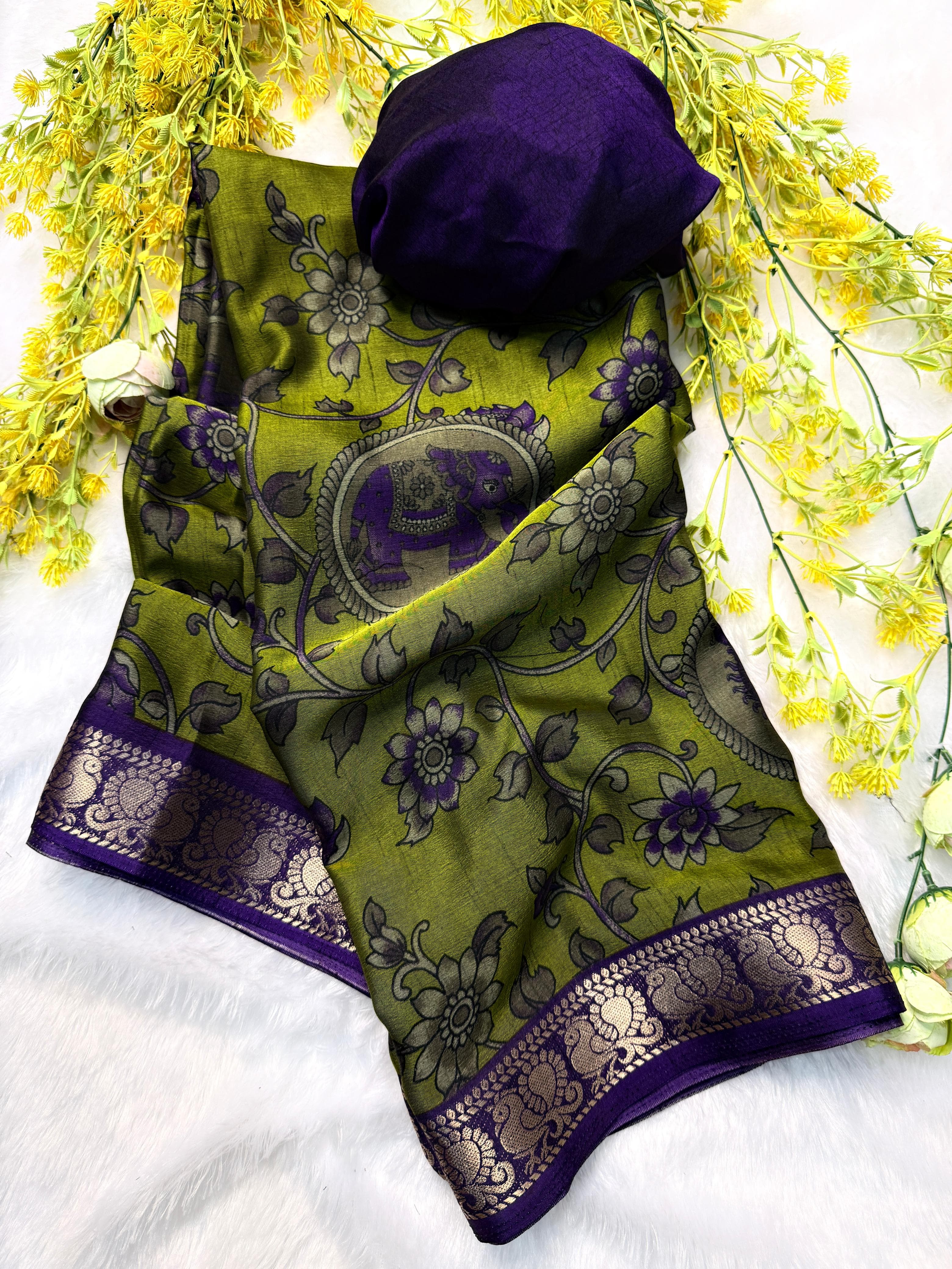 Maheswari Penkalamkari silk saree