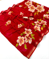 Soft marshmallow georgette floral saree