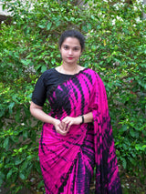 Tie and dye pure chinnon handwork saree