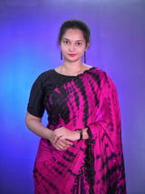 Tie and dye pure chinnon handwork saree