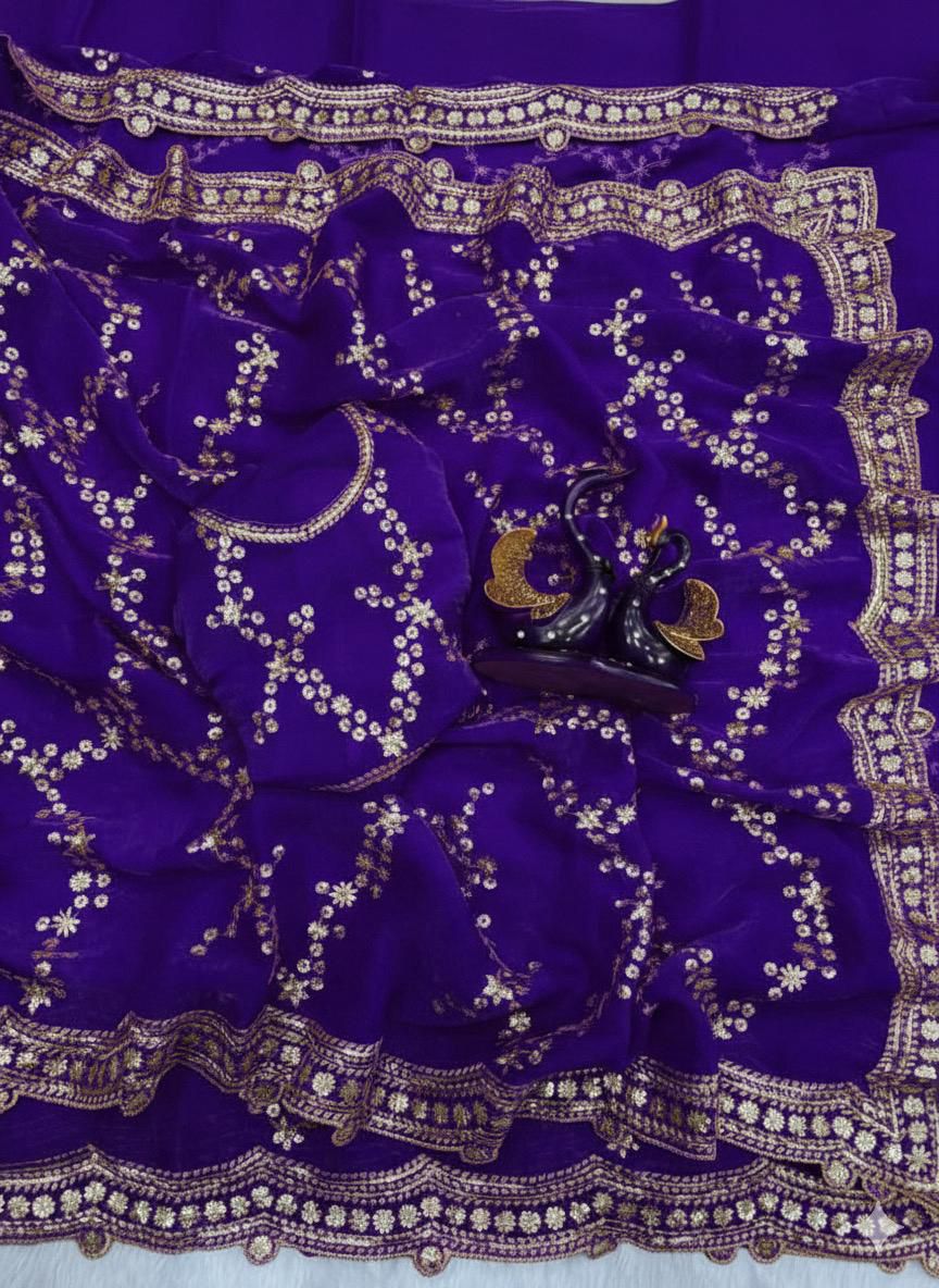 Space silk sequence work saree