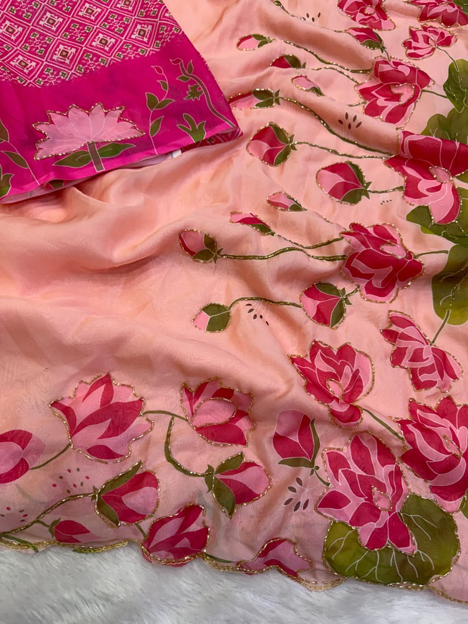 Partywear classy handwork katdana saree