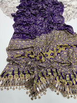 Ajrak design crepe silk mirror saree