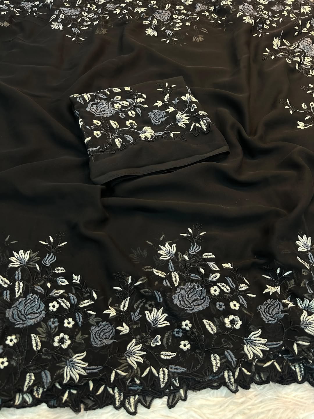 Georgette saree with embroidery work