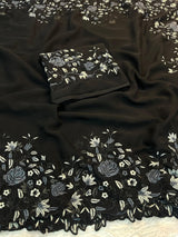 Georgette saree with embroidery work