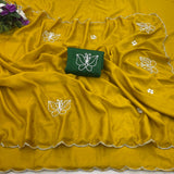 HO silk handwork saree with raw silk blouse
