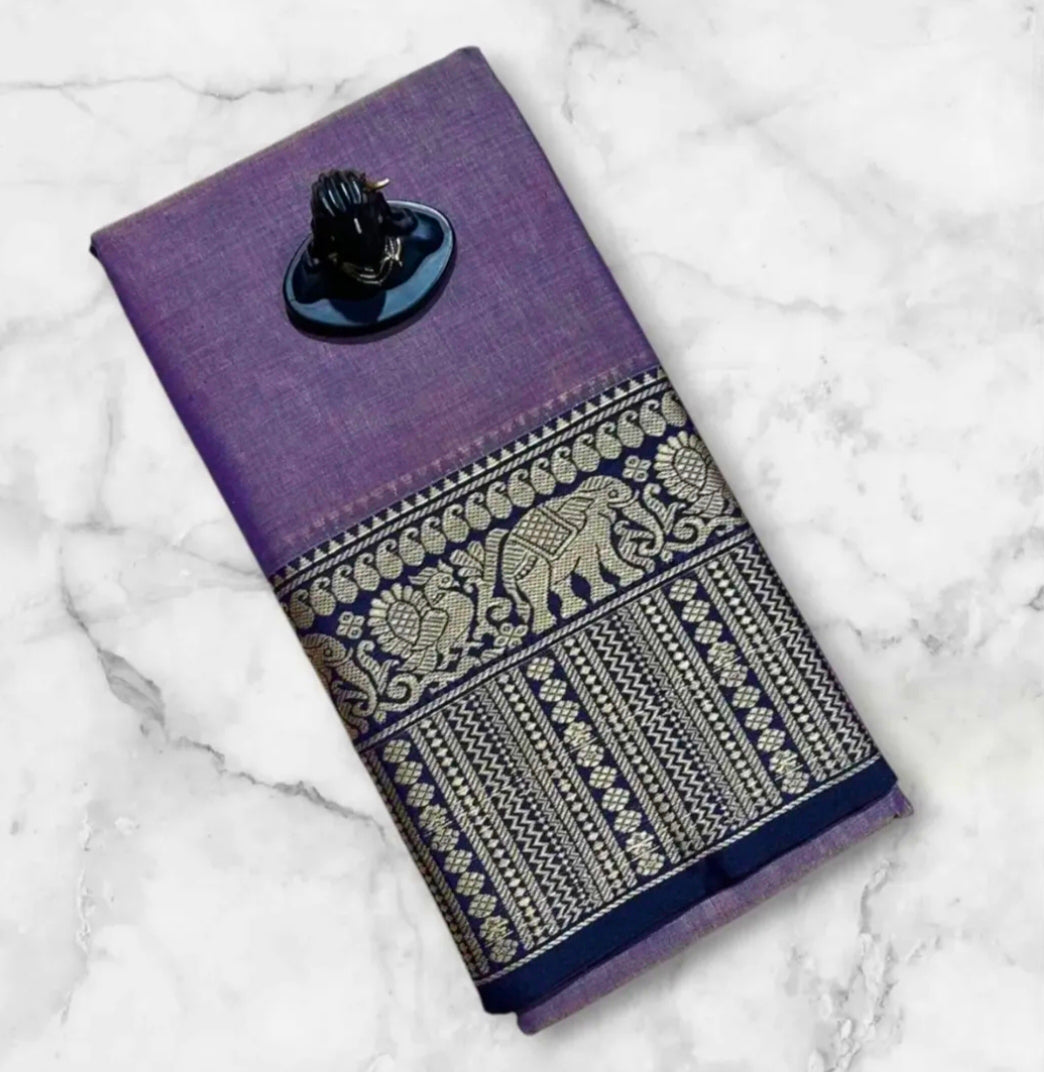 Narayanpeta Mercerised Cotton saree elephant boarder