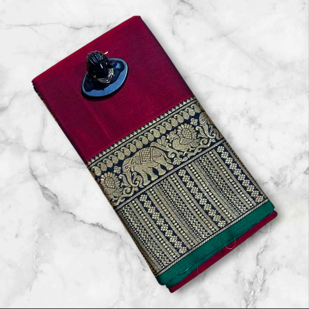 Narayanpeta Mercerised Cotton saree elephant boarder