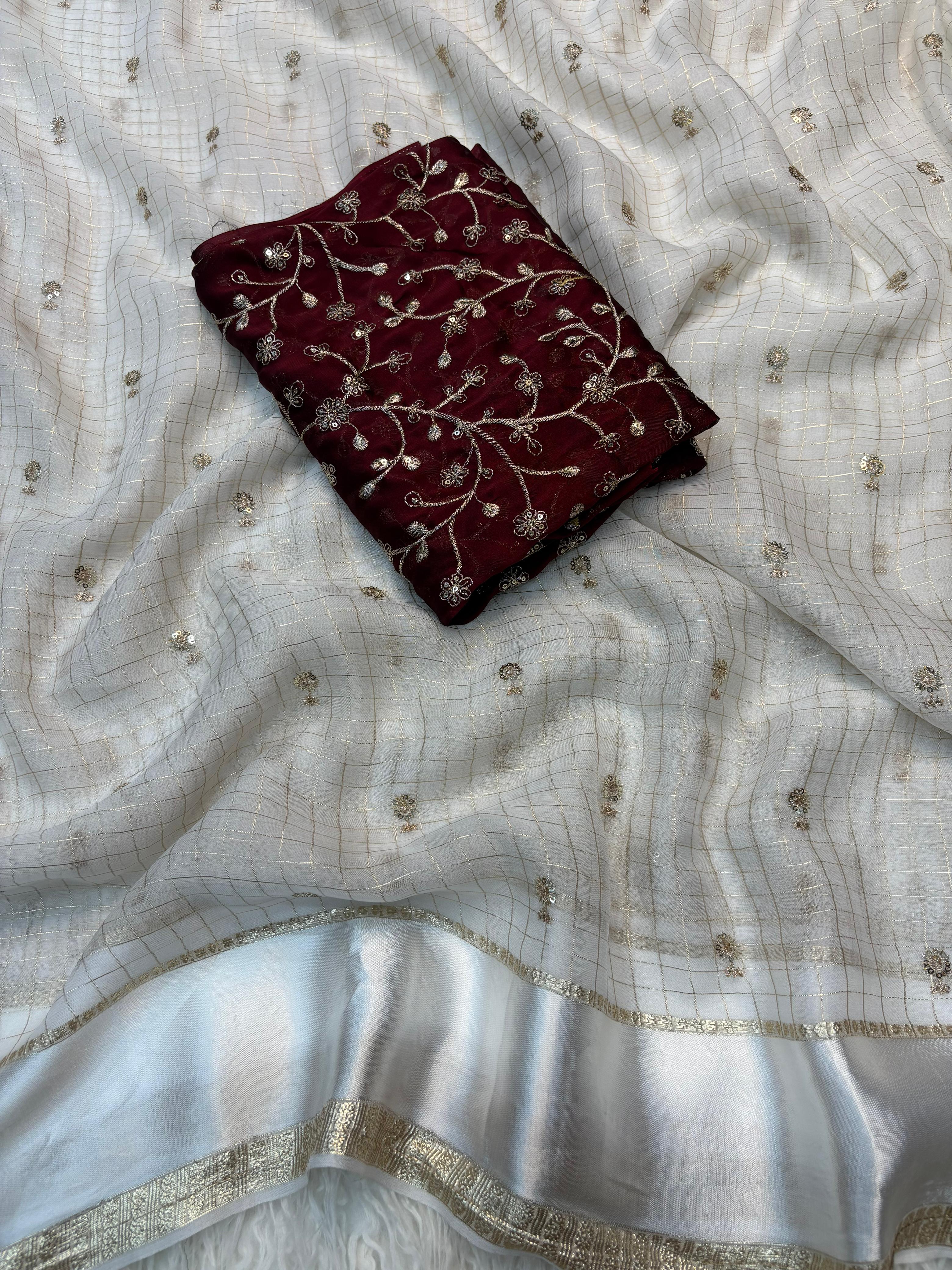 Surabhi- Viscose Georgette weaving checks saree