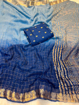 2 shaded viscose georgette checks saree