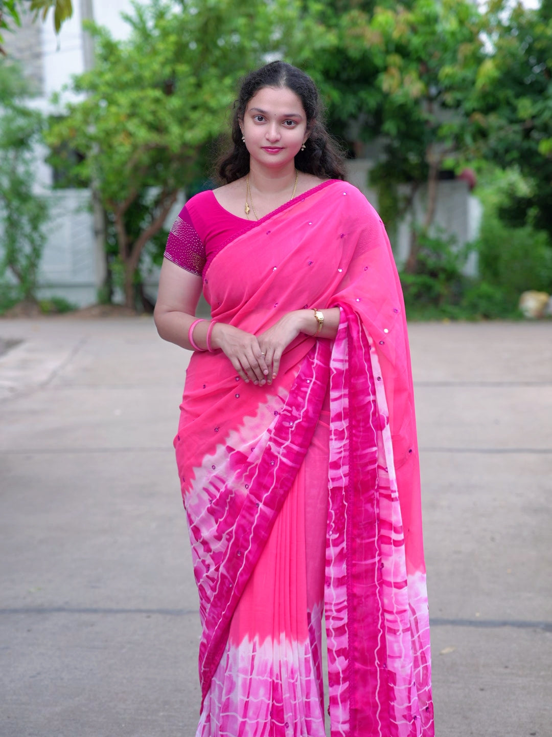 Butter georgette shibori dye saree