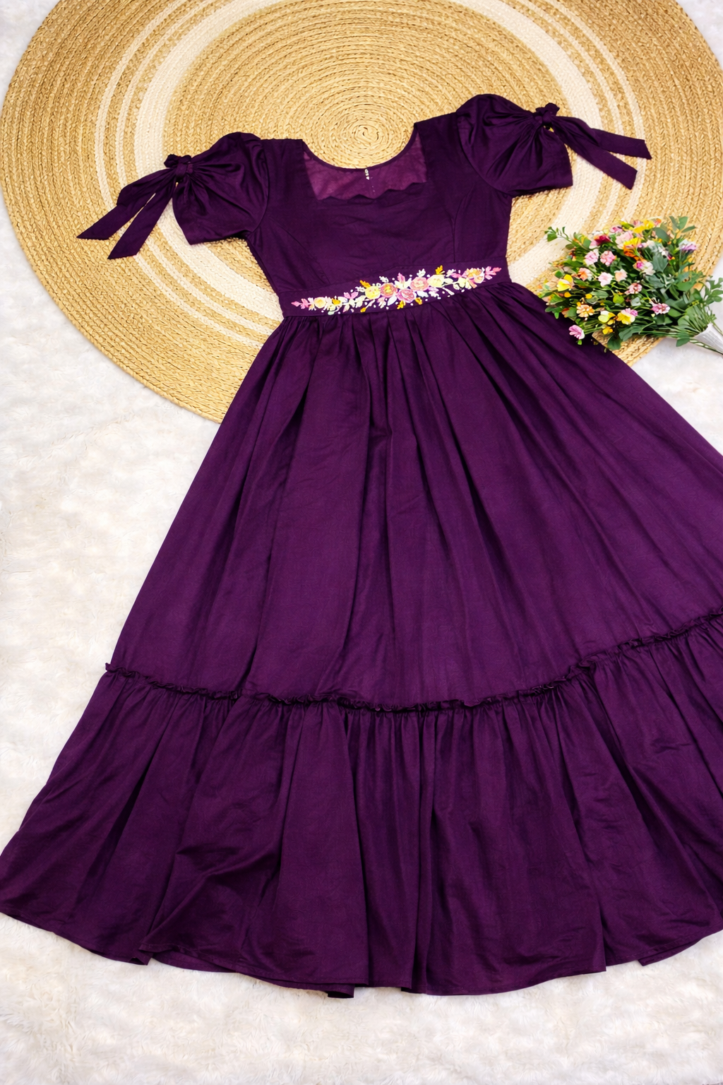 Lilly bullion knot vichitra silk frock