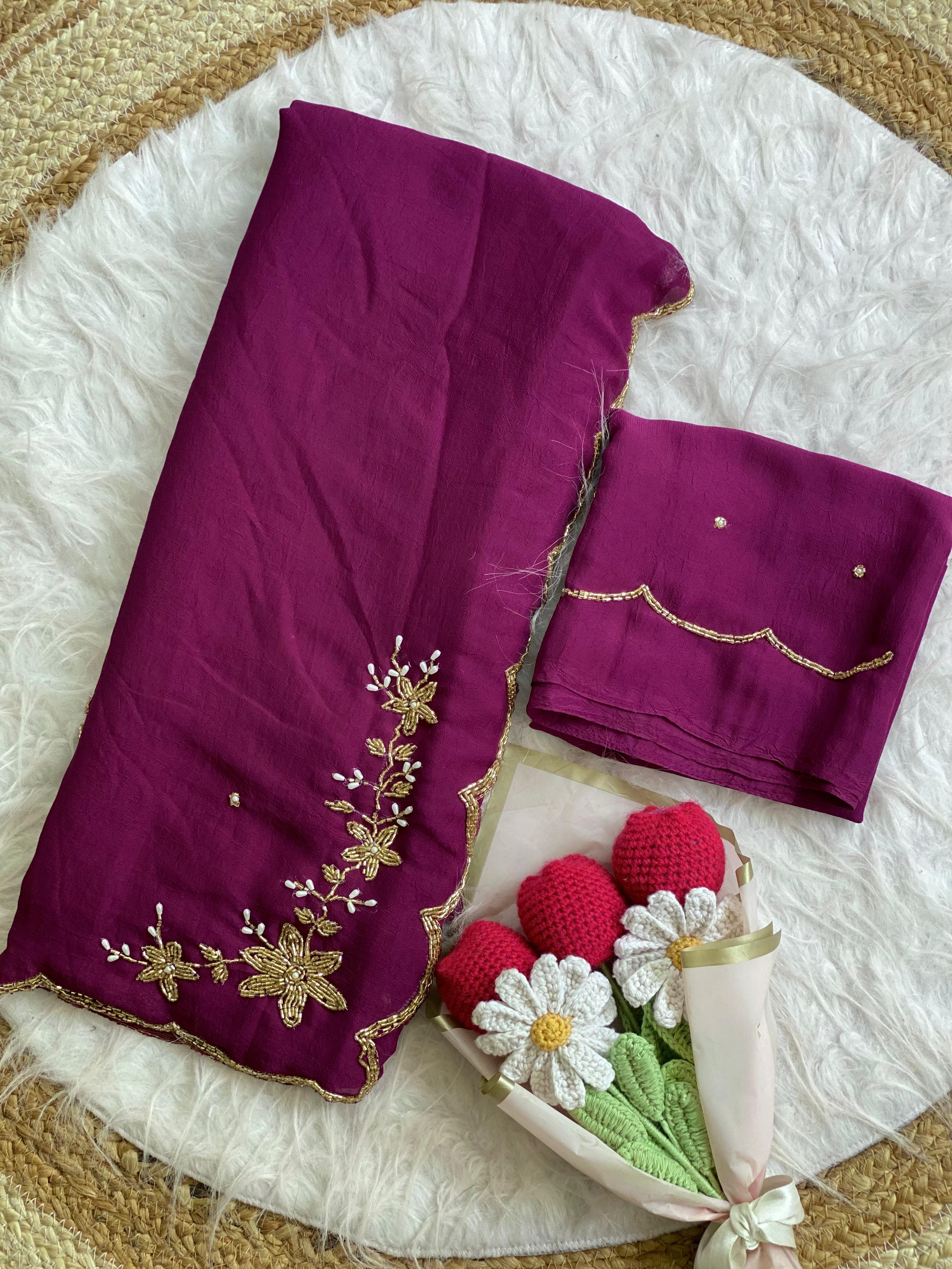 Rangoli crush pure handwork saree