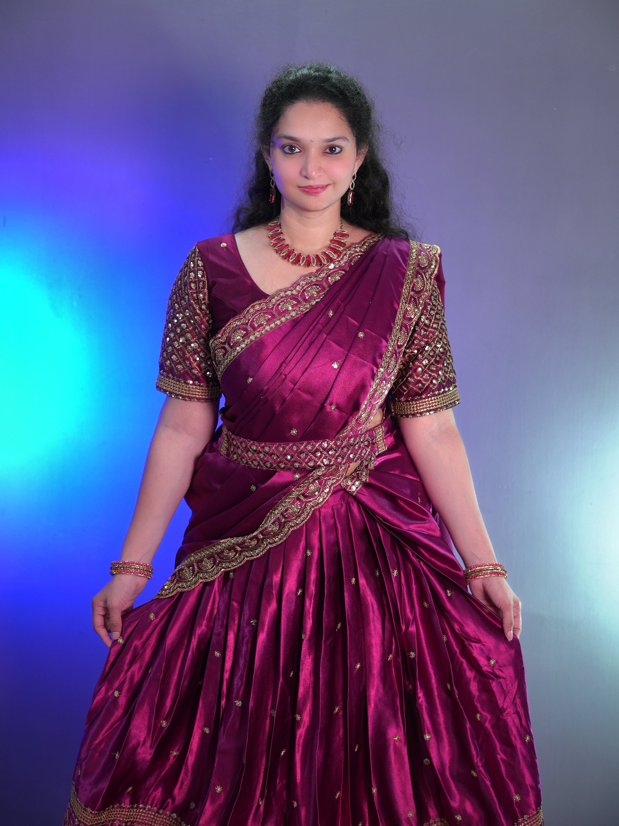 Premium satin partywear full stitched lehanga