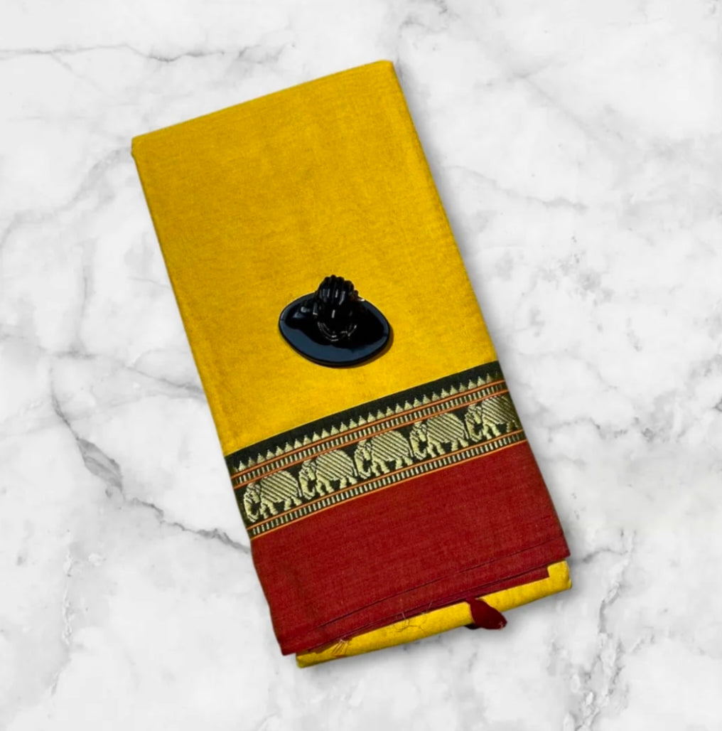 Narayanpeta Mercerised Cotton elephant gap boarder