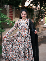 Pure Cotton Kalamkari Block Print Anarkali with Georgette Duppatta