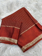 Viscose georgette vintage checks saree