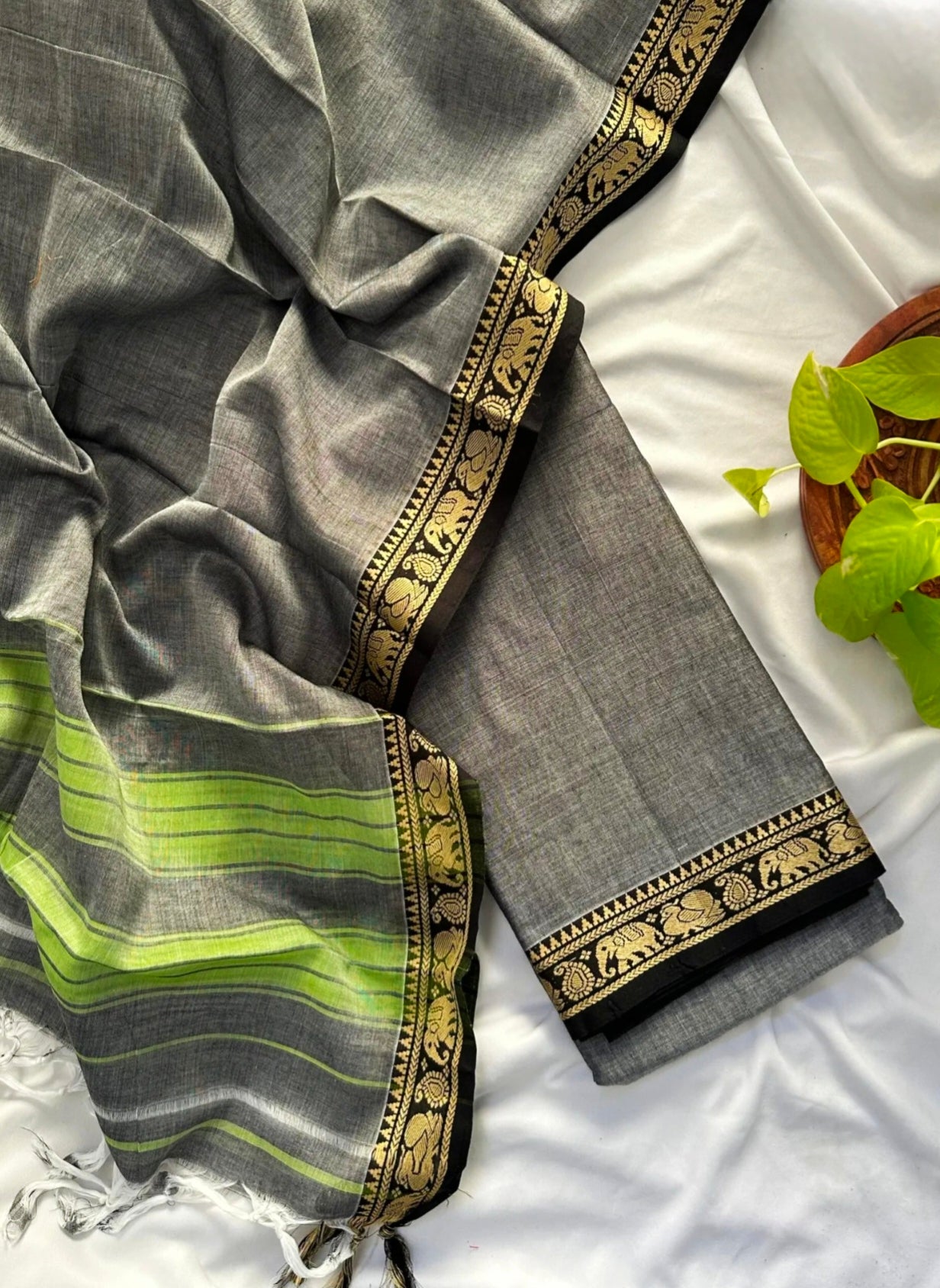 Narayanpeta Elephant Peacock Small boarder dress material