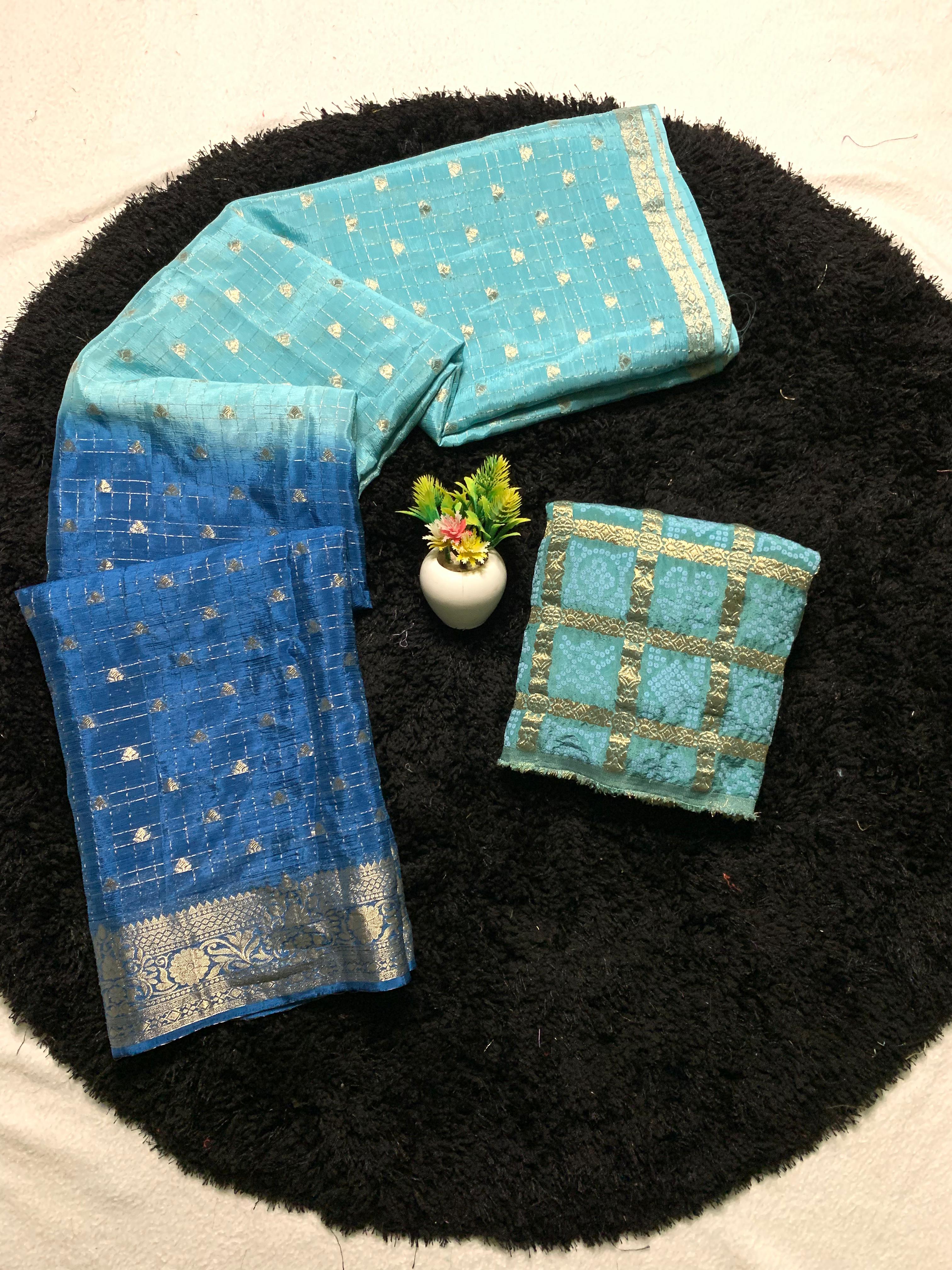 Pure Viscose Chinnon Saree with bandini Blouse
