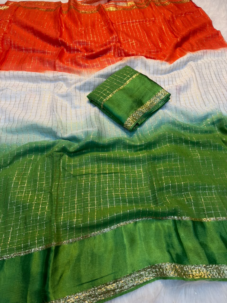 Independence day special viscose georgette saree