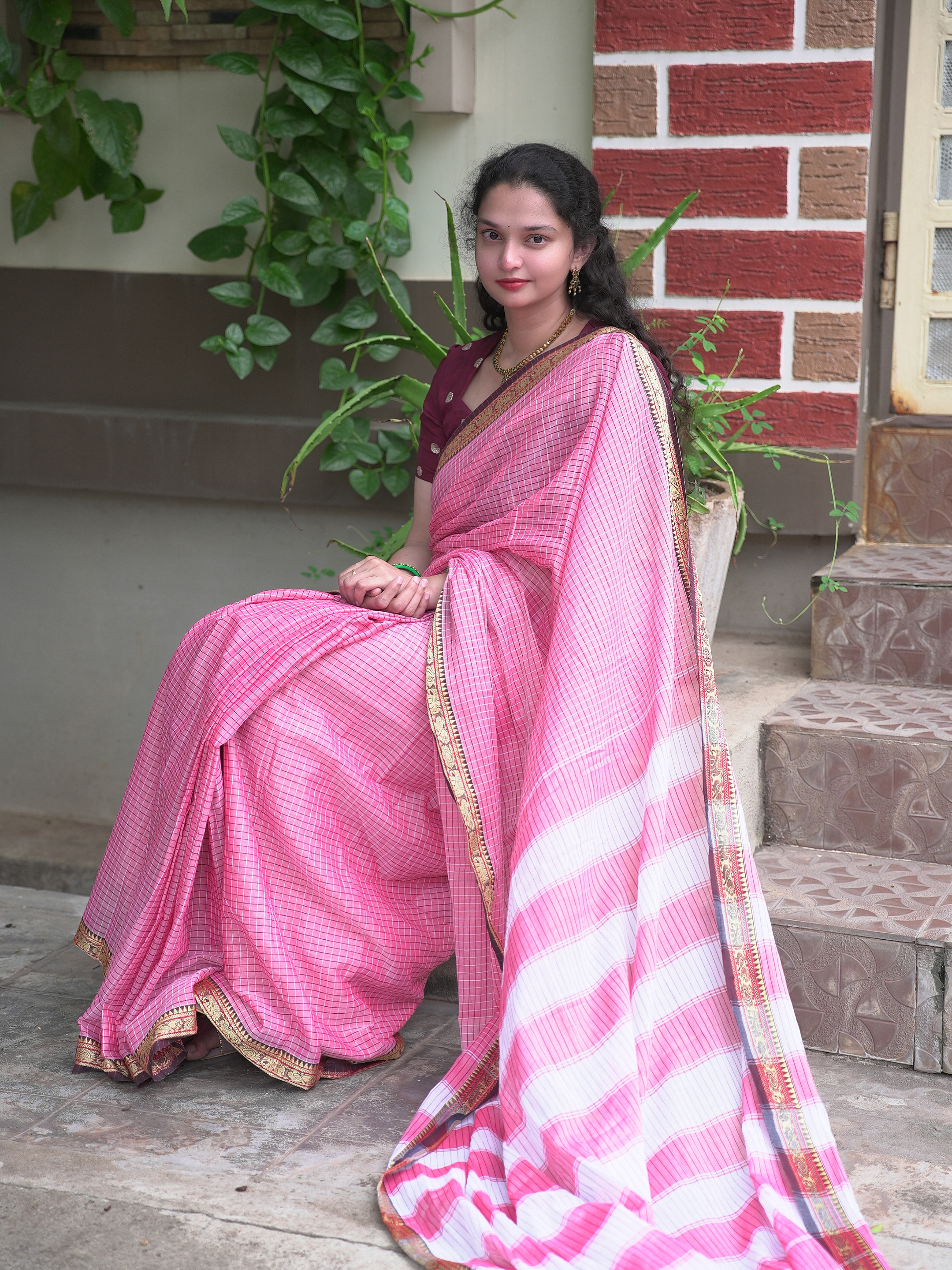 Narayanpeta samantha inspired checks saree