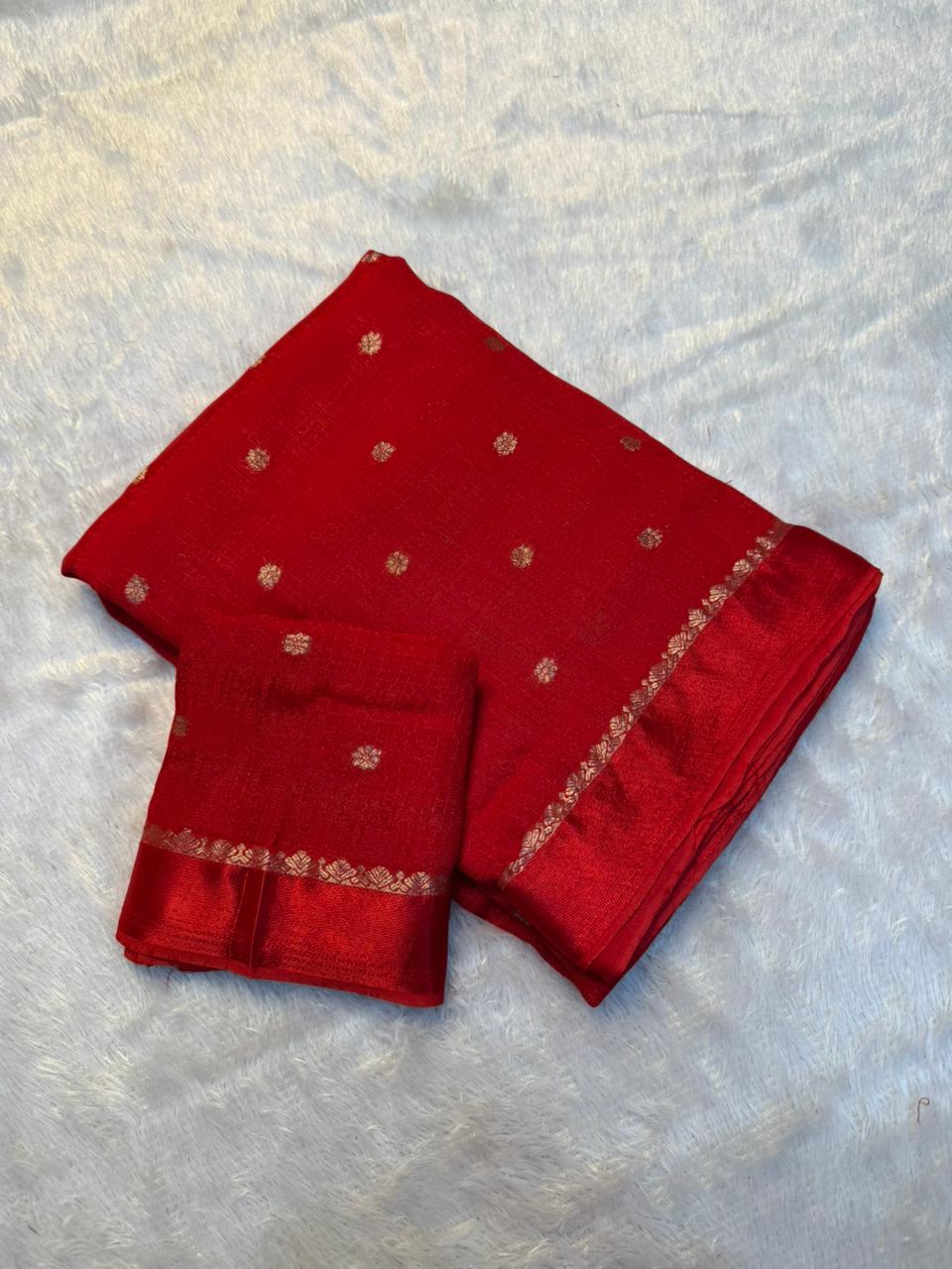 Jute silk viscose buttis saree