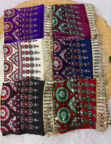 Ajrak crepe silk mirror saree