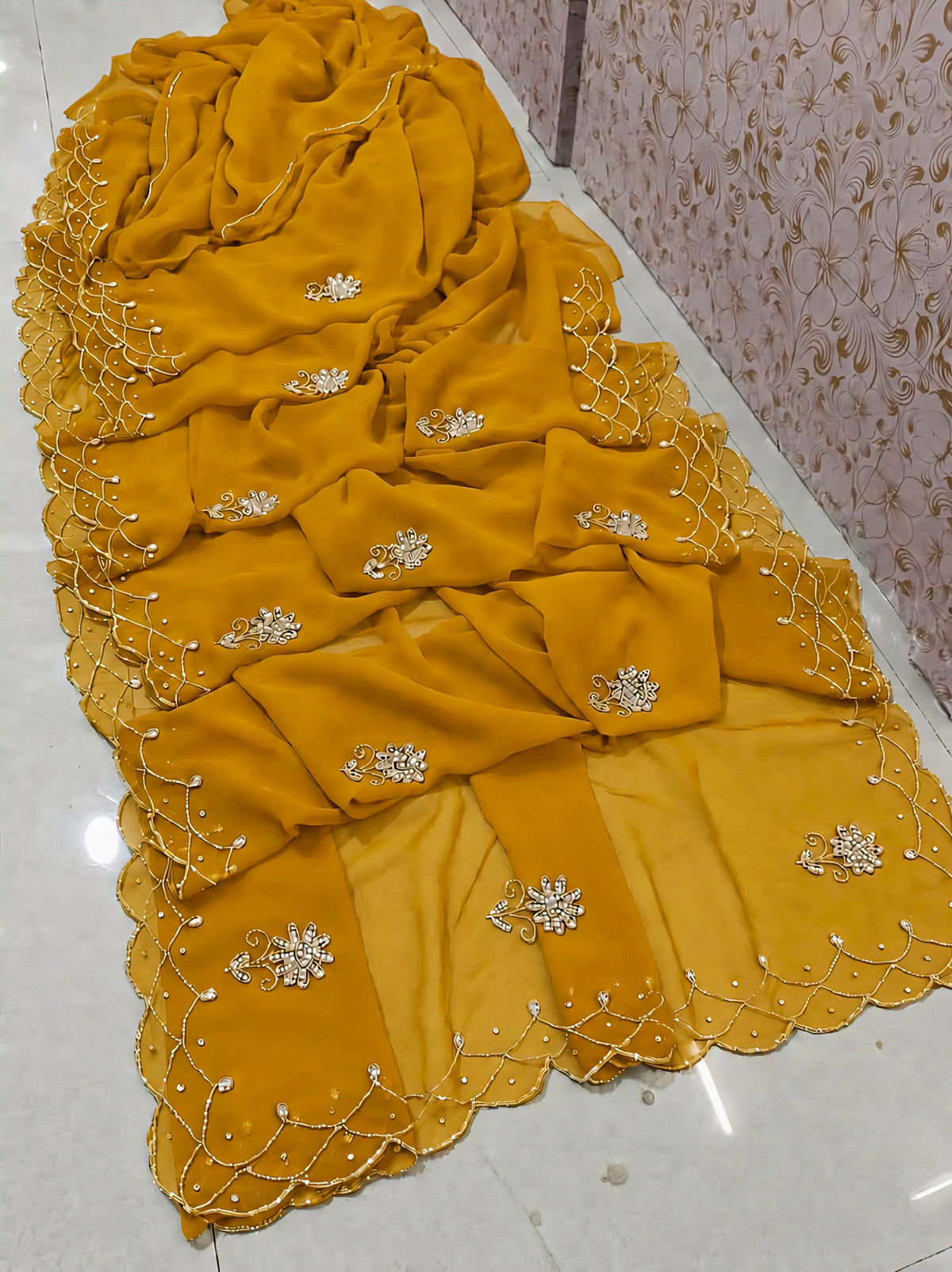 Royal georgette handwork saree