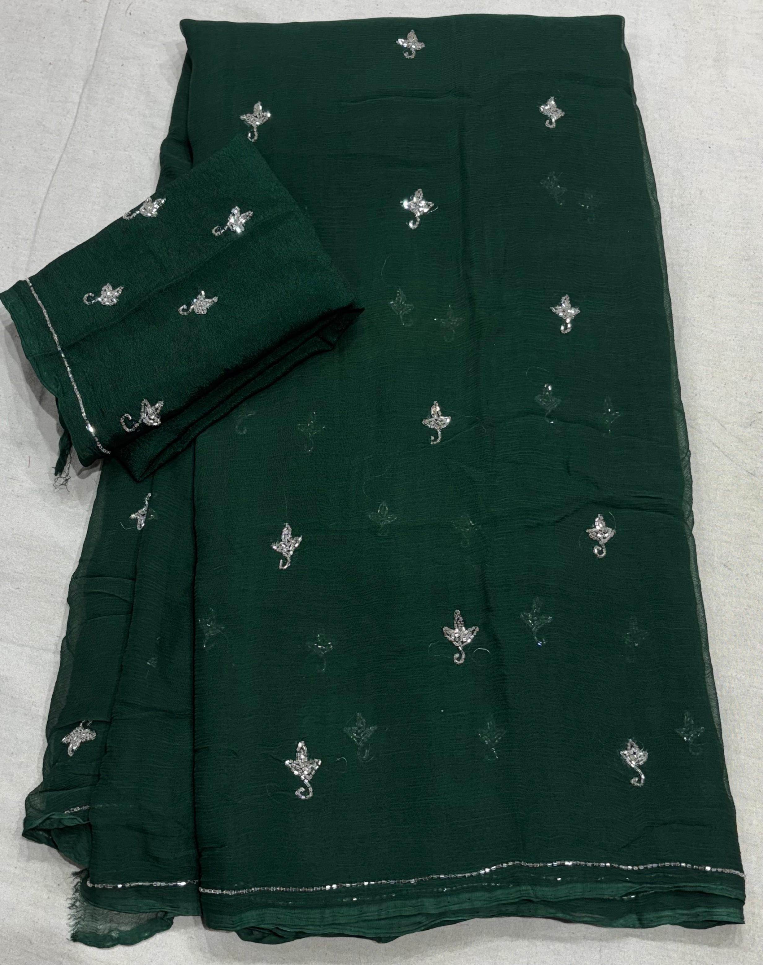 Chiffon contrast diamond saree