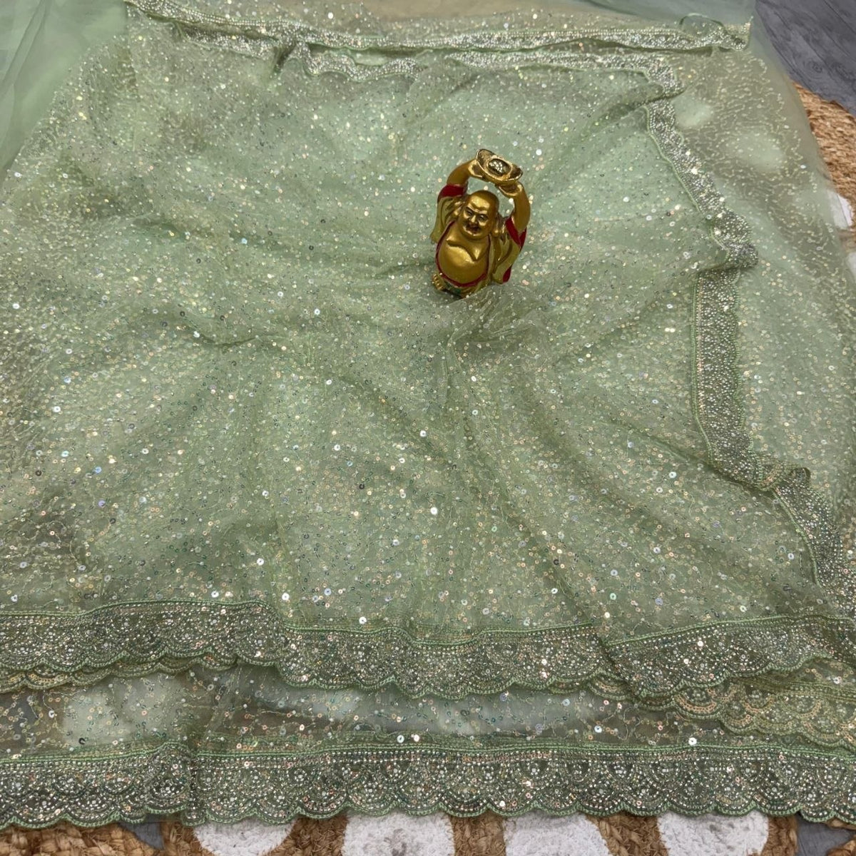 Party wear designer beads work net saree