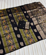 Kaddi georgette tissue meenakari saree