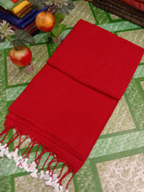 Plain khadi cotton saree with tassels