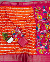 Soft Tussar Gajal Silk saree with Kalamkari print