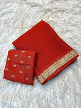 Viscose georgette single shade soft saree