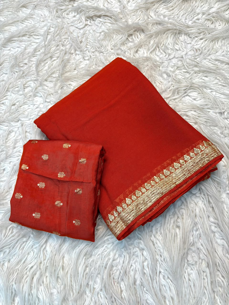 Viscose georgette single shade soft saree