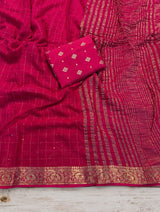 Viscose georgette checks pattern sarees