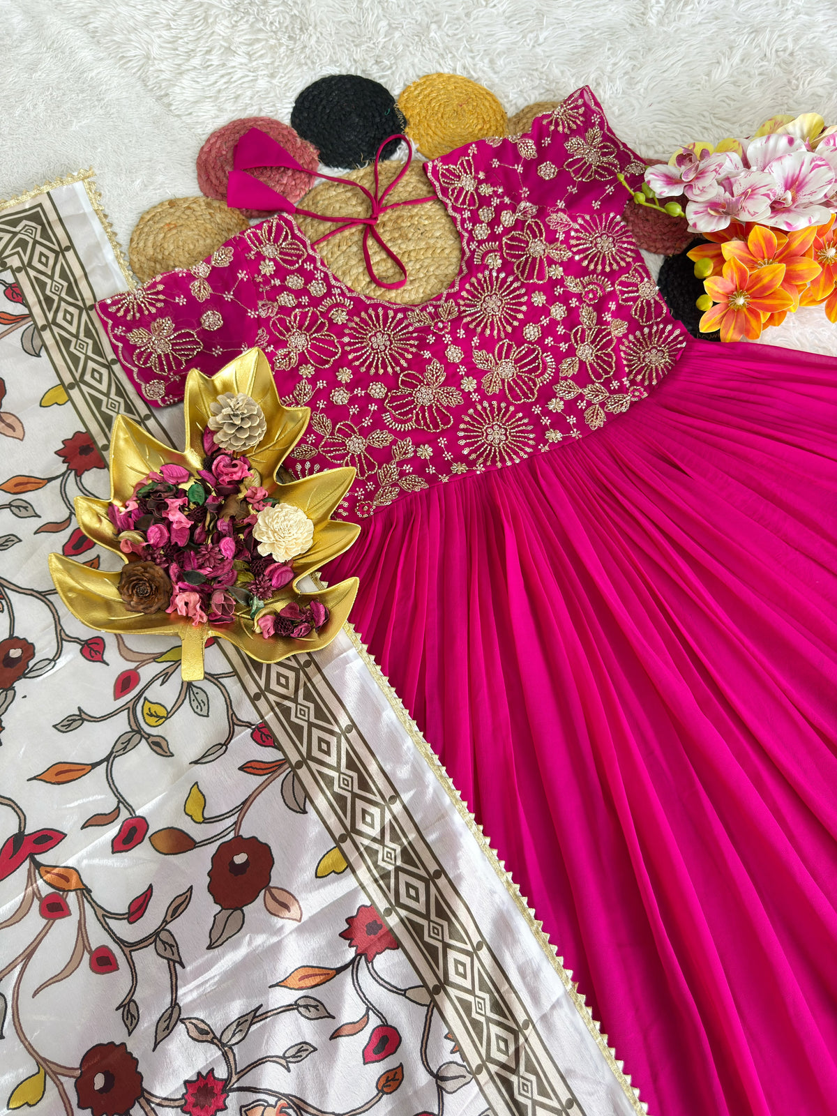 Trending partywear heavy maggam work anarkali set