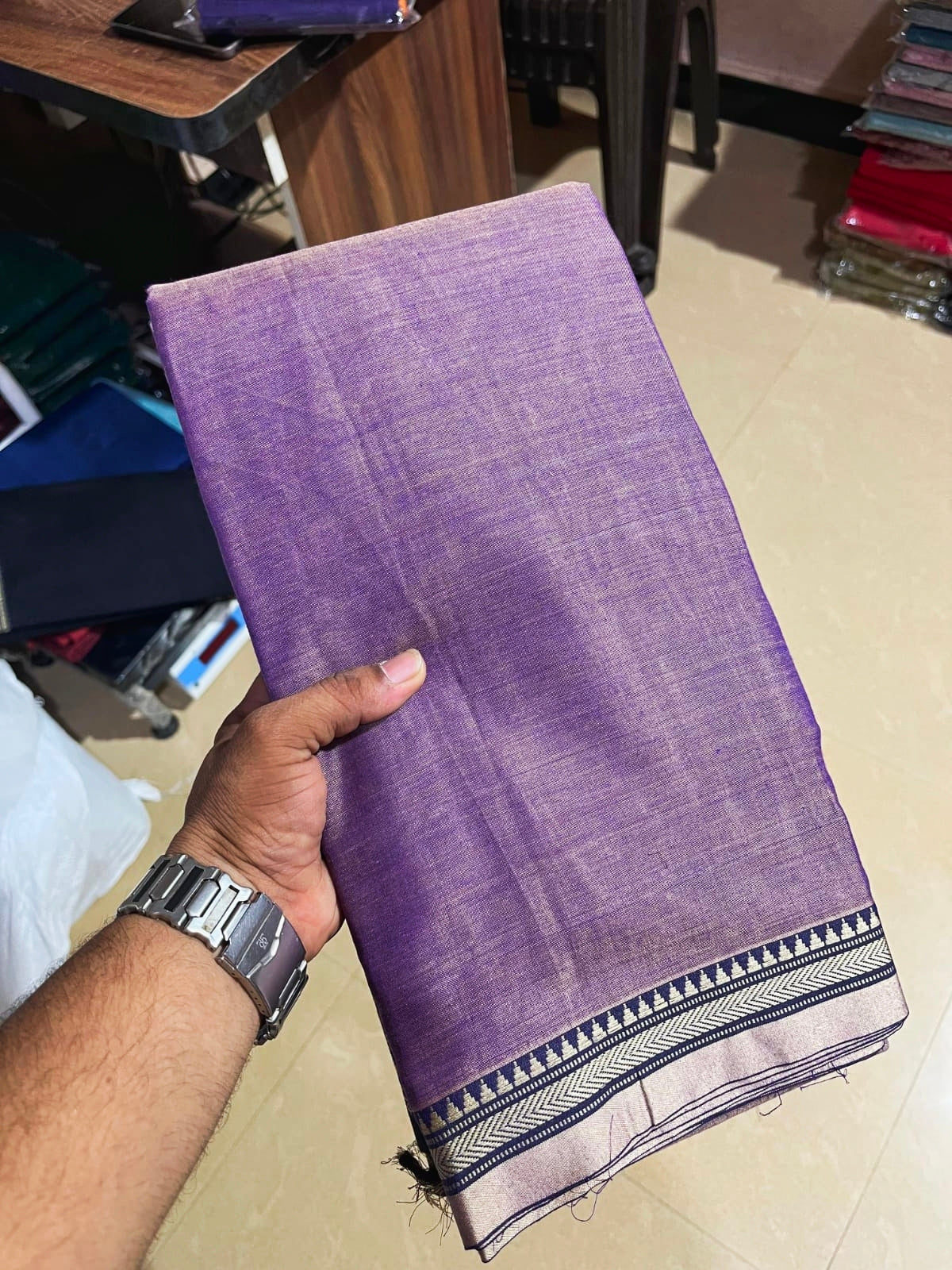 Narayanpeta Mercerised Cotton temple boarder