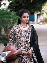 Pure Cotton Kalamkari Block Print Anarkali with Georgette Duppatta