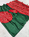 Ajrak bandini print semi modal crepe silk saree