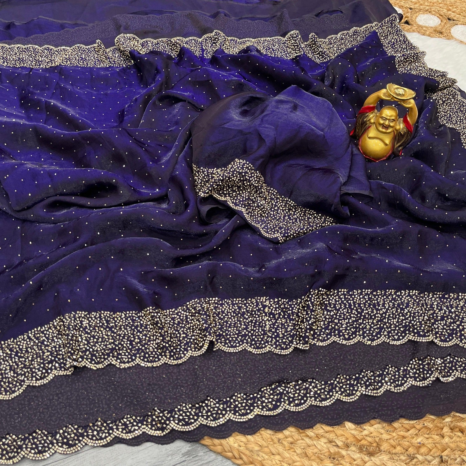 Space silk Diamond work saree