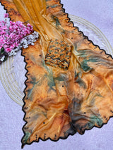 Space silk digital print handwork saree