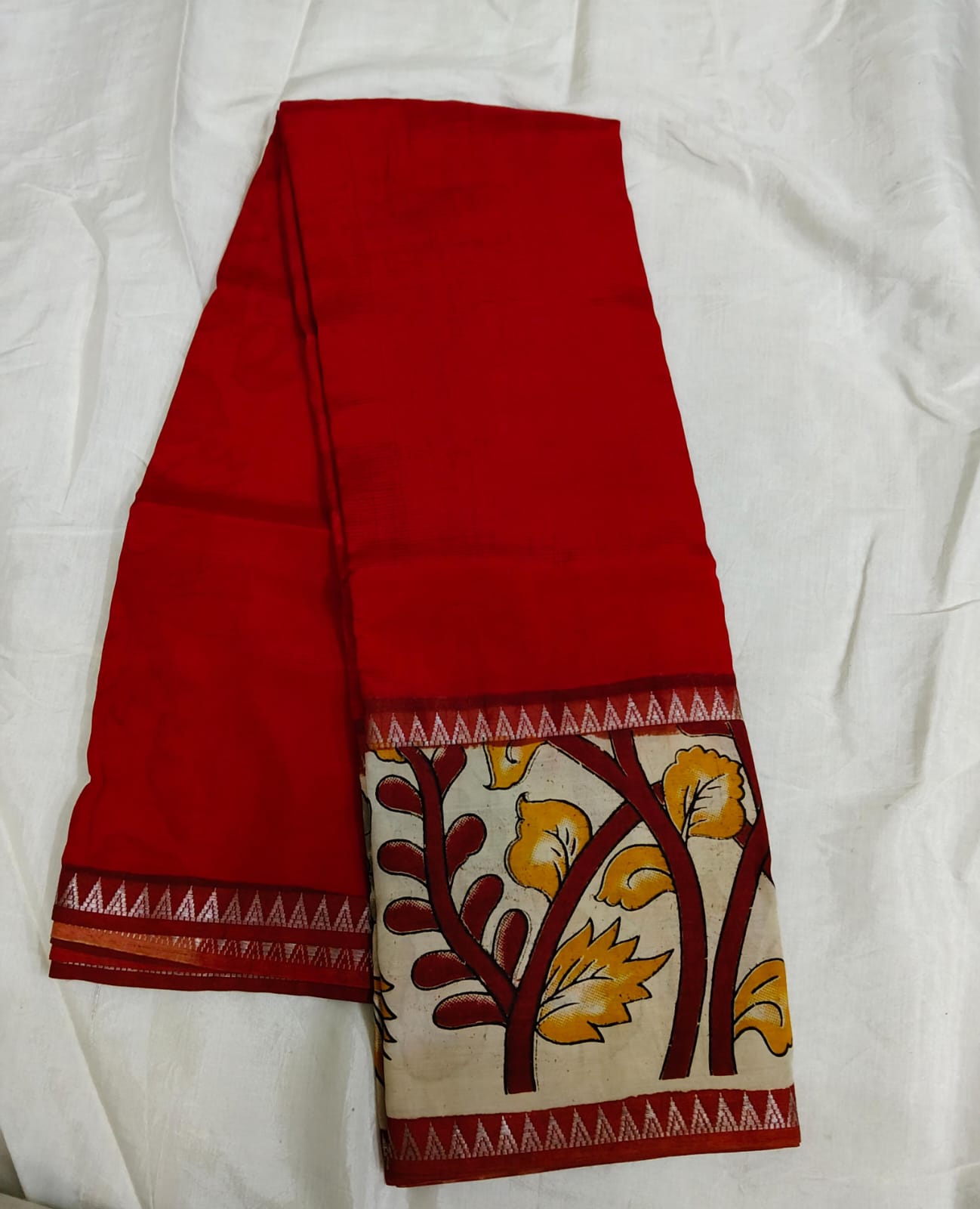 Mangalagiri silk handloom kalamkari gap boarder saree