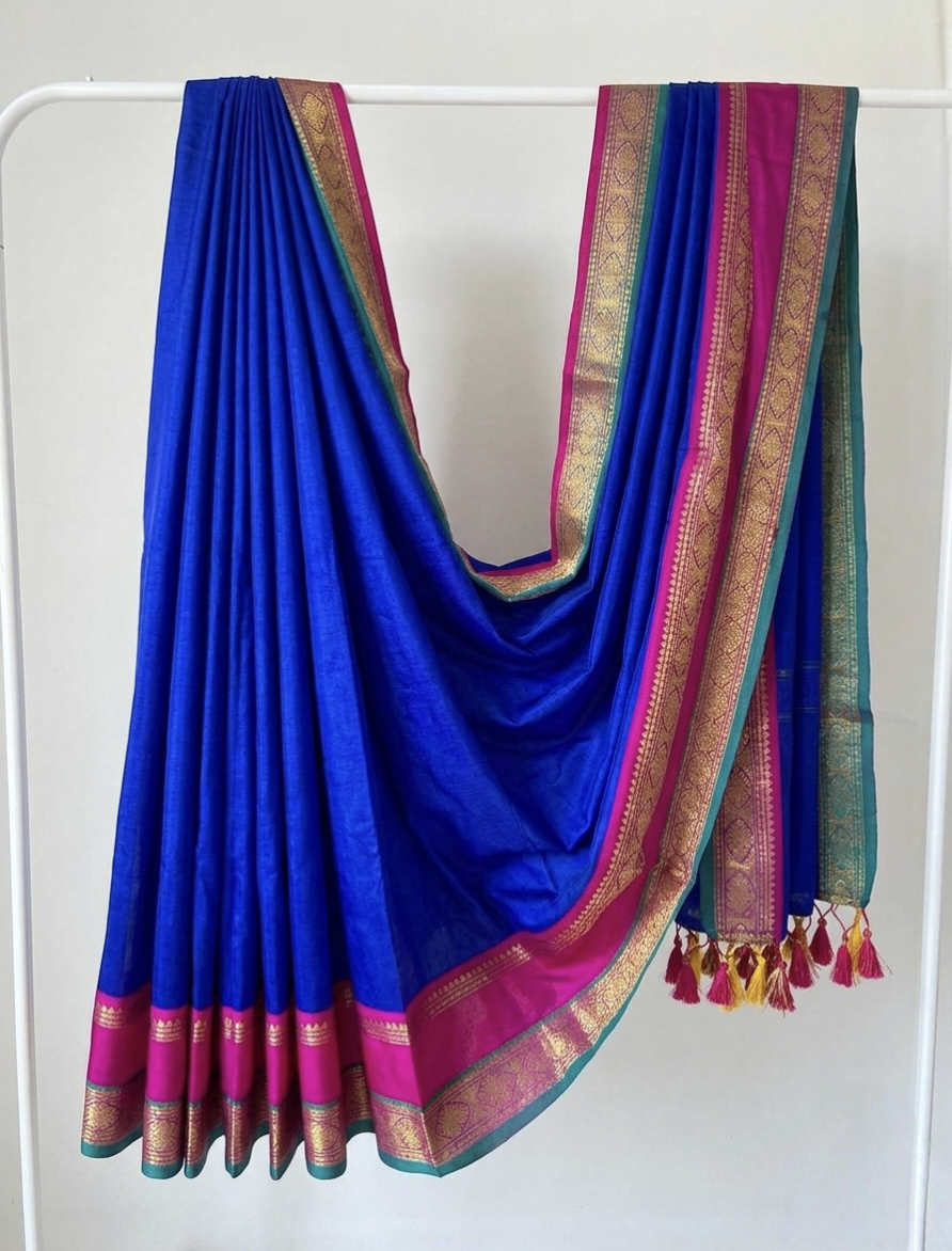 Mul cotton 120 courier zari boarder saree