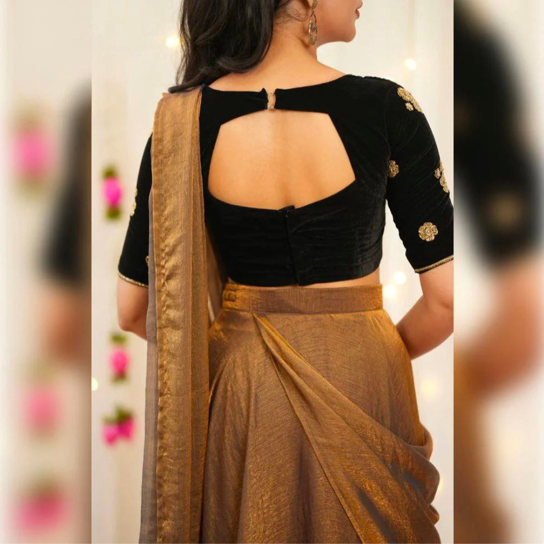 Black & Gold Fully stitched lehanga set