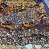 Space Silk Embroidery work saree with stitched blouse